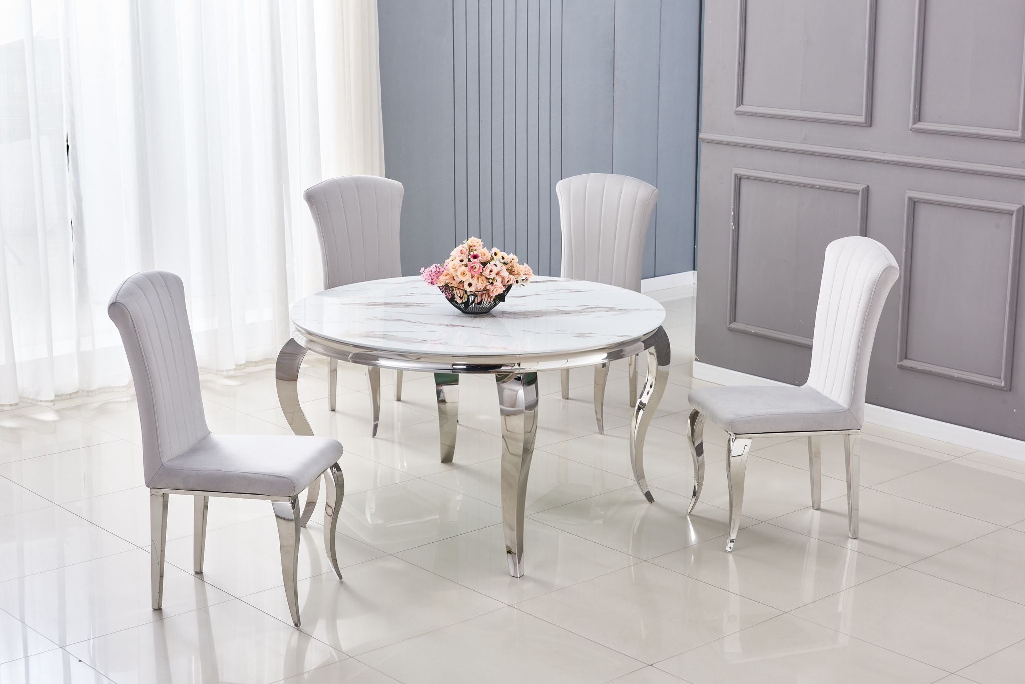 Table ronde Baroque Marble blanche