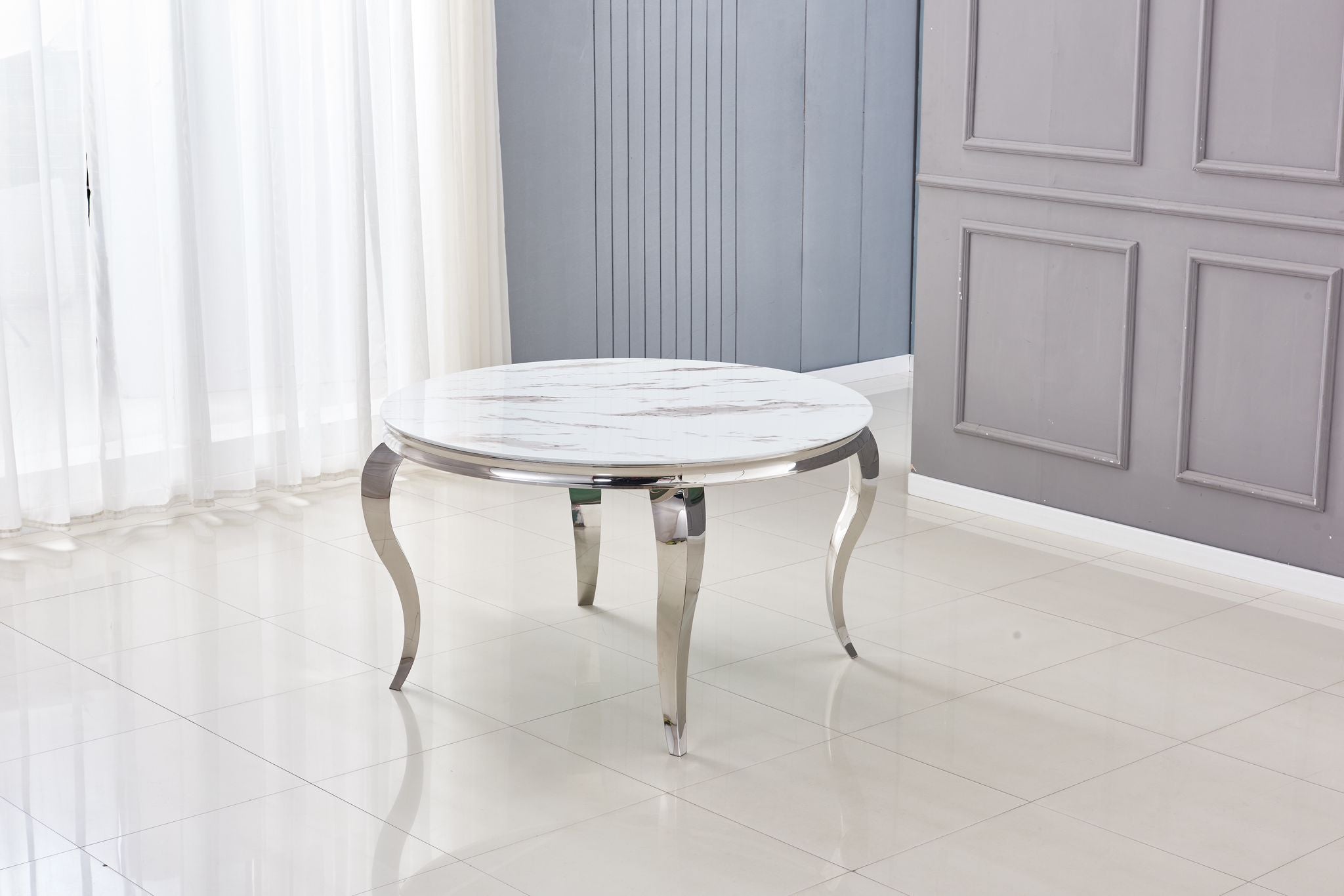 Table ronde Baroque Marble blanche